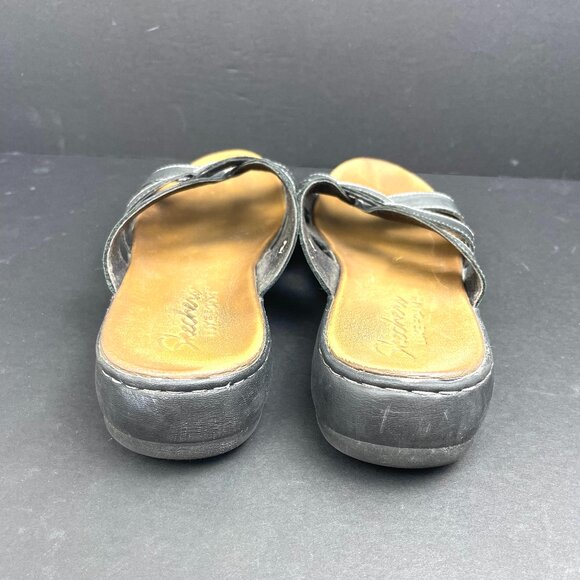 Skechers Women’s Luxe Foam Sandals Metallic Grey Slip-On Comfort Shoes Size 7 - Picture 6 of 8